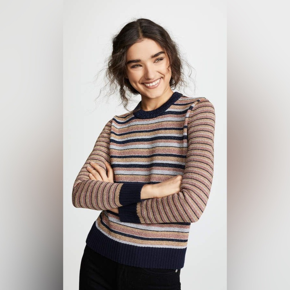 Tory Burch Metallic Lurex Stripe Women’s Sweater Small •P